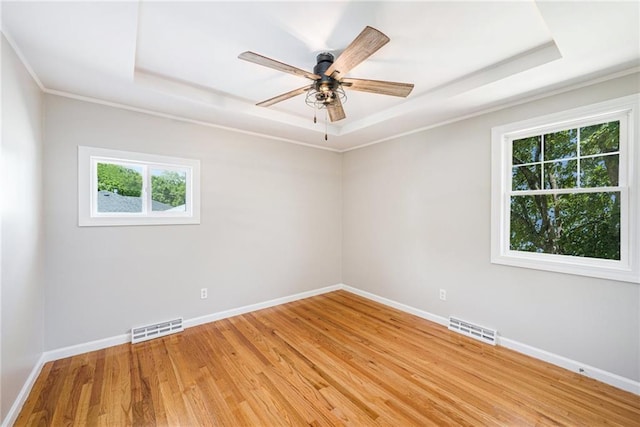1806 E 125th St, Kansas City, MO 64146 - spare room featuring a raised ceiling, plenty of natural light, light wood-type flooring, and crown molding