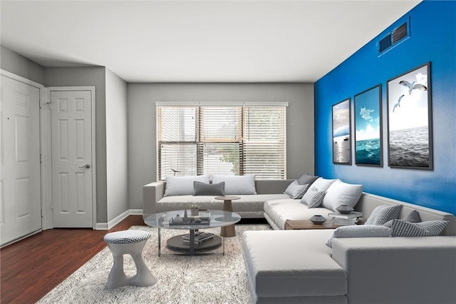 435 W 9th St Unit 204, Kansas City, MO 64105 - living room with dark wood-style flooring and baseboards