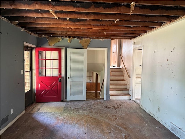 8812 W 72nd St, Overland Park, KS 66204 - basement with stairway and baseboards