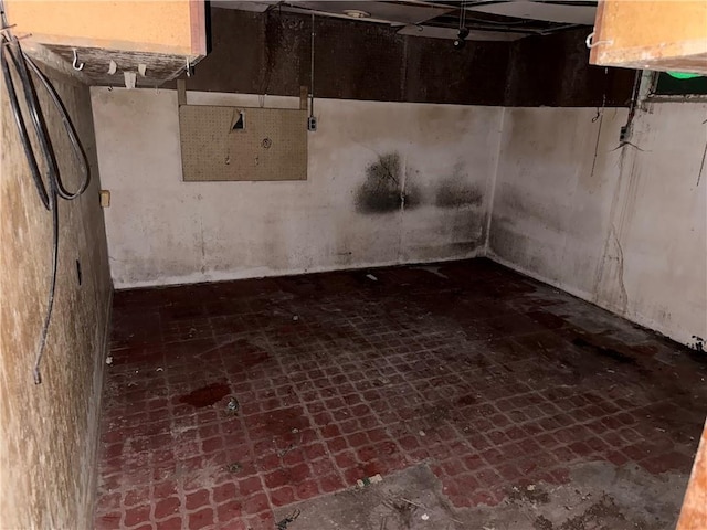 8812 W 72nd St, Overland Park, KS 66204 - unfinished basement with brick patterned flooring