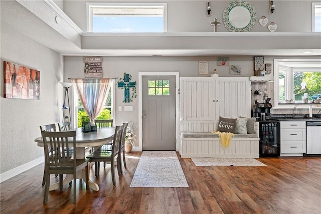 4815 Cheyenne Ln, Mclouth, KS 66054 - dining area with wine cooler and wood finished floors