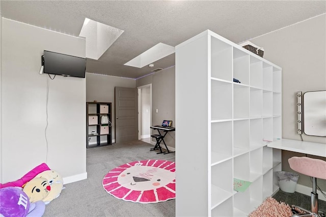4815 Cheyenne Ln, Mclouth, KS 66054 - office with carpet floors, a textured ceiling, and a skylight