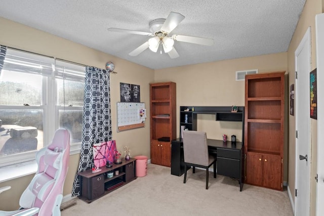 820 S Virginia Ln, Olathe, KS 66061 - carpeted office with ceiling fan and a textured ceiling