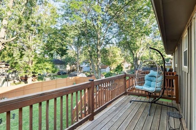 820 S Virginia Ln, Olathe, KS 66061 - wooden terrace with a fenced backyard