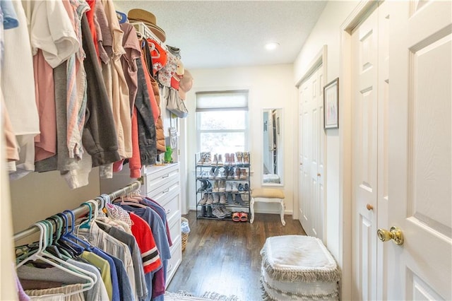 12408 Monroe Ave, Grandview, MO 64030 - walk in closet featuring dark wood-style floors