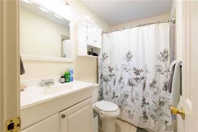 12408 Monroe Ave, Grandview, MO 64030 - bathroom with vanity, tile patterned flooring, and curtained shower