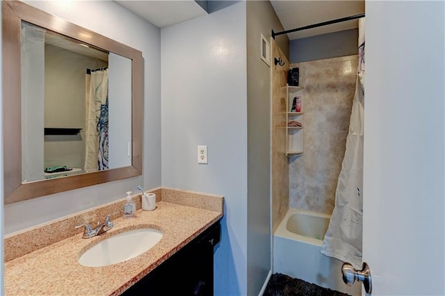 5300 NW 58th Ter, Kansas City, MO 64151 - full bathroom with vanity and shower / tub combo with curtain