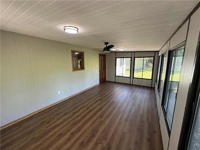 533 Utah St, Leavenworth, KS 66048 - empty room with dark wood-style floors, ceiling fan, and wooden ceiling