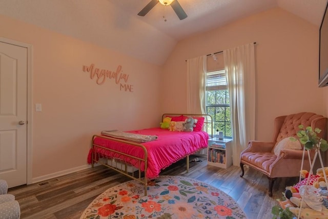 4603 N 111th St, Kansas City, KS 66109 - bedroom featuring vaulted ceiling, wood finished floors, and ceiling fan