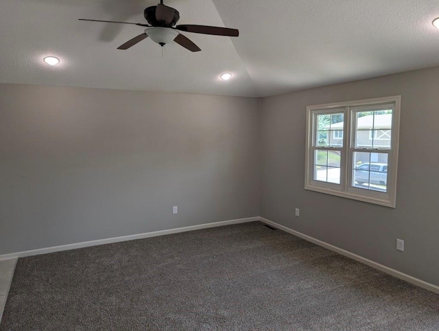 2205 S Owing St, Oak Grove, MO 64075 - carpeted spare room featuring a ceiling fan, lofted ceiling, and recessed lighting