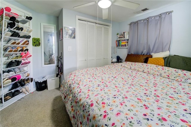 3136 S 8th St, Kansas City, KS 66103 - carpeted bedroom with a closet and ceiling fan