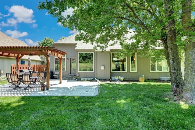 14780 S Glen Eyrie St, Olathe, KS 66061 - rear view of house featuring a pergola, a patio area, and a shingled roof