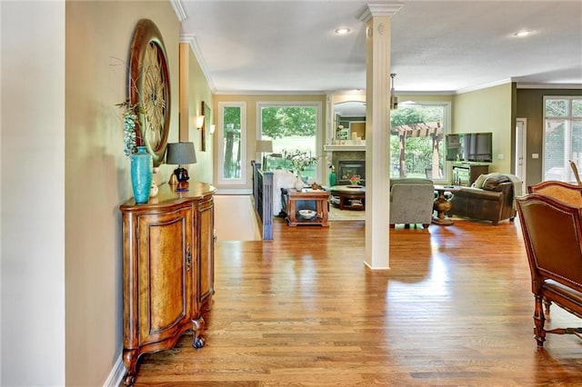 14780 S Glen Eyrie St, Olathe, KS 66061 - hallway with crown molding and wood finished floors