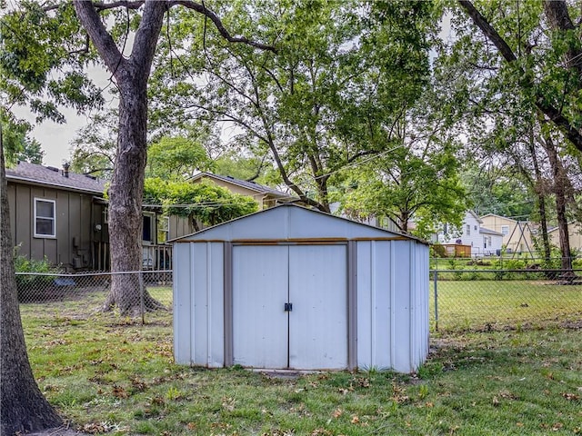 10013 Benson St, Overland Park, KS 66212 - view of shed with a fenced backyard