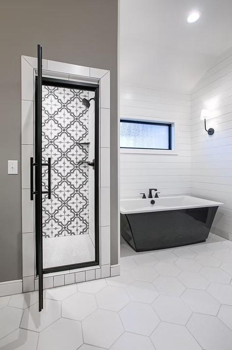 3409 W 187th St, Overland Park, KS 66085 - full bathroom with a freestanding bath and recessed lighting