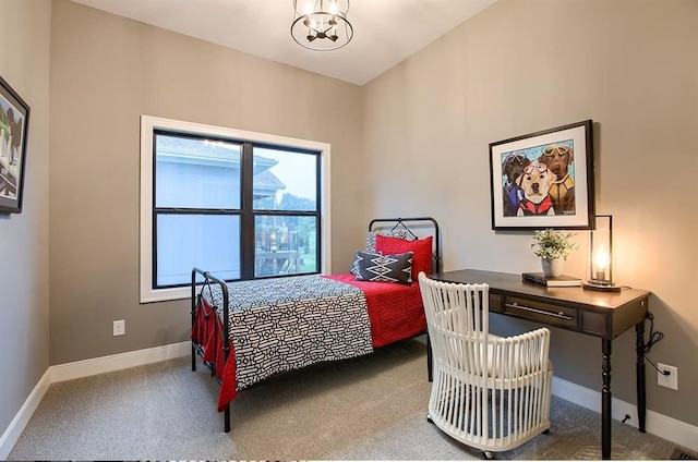 3409 W 187th St, Overland Park, KS 66085 - carpeted bedroom with a chandelier and a desk