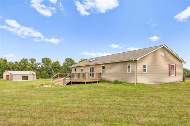 295 E 2300th Rd, Edgerton, KS 66021 - back of house with a wooden deck and a yard