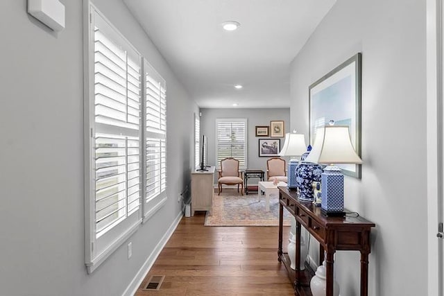 3726 SW Walsh Dr, Lees Summit, MO 64082 - hallway with dark wood-style flooring and recessed lighting