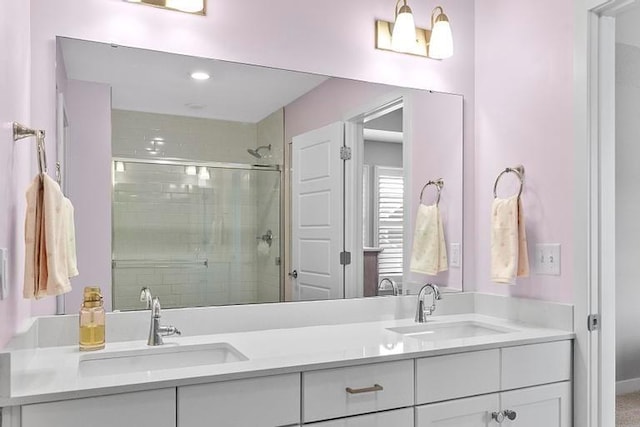 3726 SW Walsh Dr, Lees Summit, MO 64082 - bathroom with a stall shower and double vanity