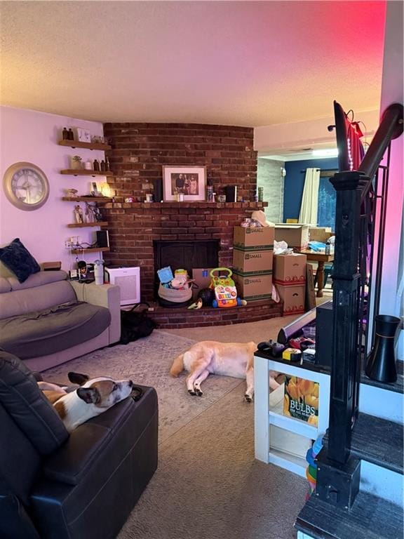 1616 E Elm Ter, Olathe, KS 66062 - living area with carpet and a fireplace
