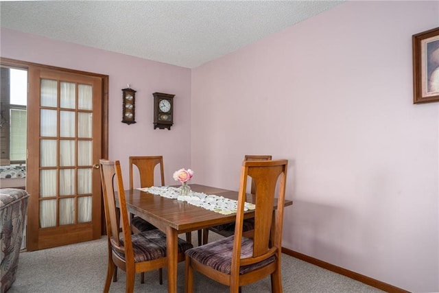 596 E 1732nd Rd, Baldwin City, KS 66006 - dining space with carpet flooring and a textured ceiling
