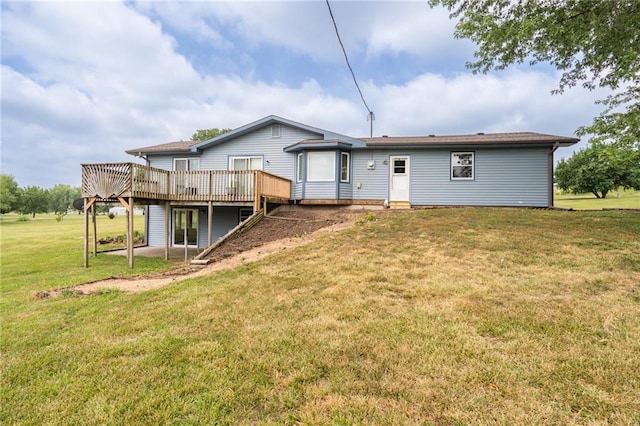 596 E 1732nd Rd, Baldwin City, KS 66006 - back of property with a deck and a yard