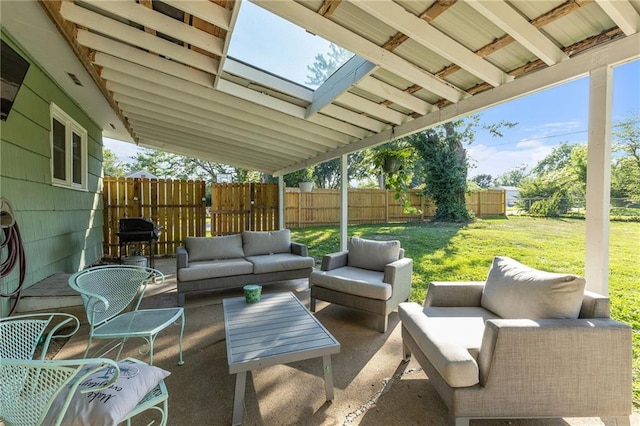 1101 Anderson St, Warrensburg, MO 64093 - fenced backyard featuring an outdoor hangout area, a patio, and area for grilling