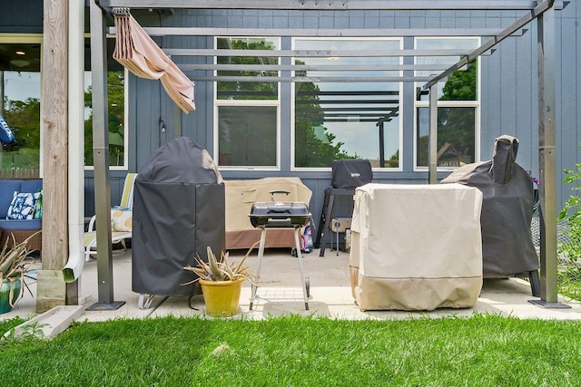 1034 SW Cheshire Dr, Lees Summit, MO 64083 - view of patio with a pergola and a grill