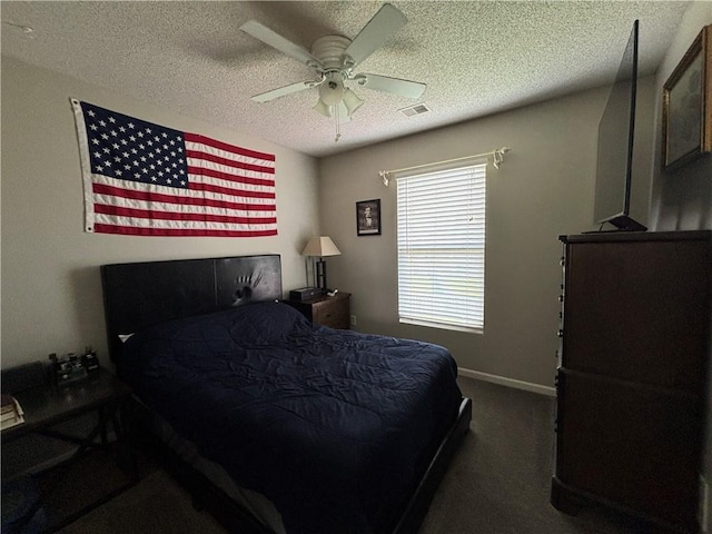 1840 W Fredrickson Cir, Olathe, KS 66061 - bedroom featuring a textured ceiling, carpet, and ceiling fan