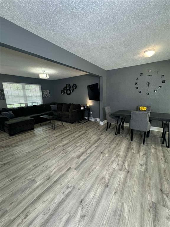 213 SW Palo Dr, Blue Springs, MO 64014 - living area featuring a textured ceiling and wood finished floors