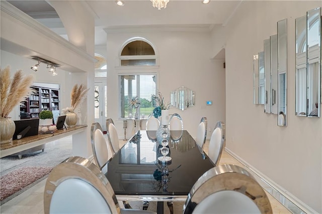 1702 Cedar Ridge Rd, Parsons, KS 67357 - dining area with ornamental molding and recessed lighting