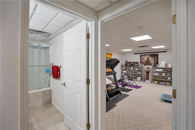 1702 Cedar Ridge Rd, Parsons, KS 67357 - workout area featuring a drop ceiling