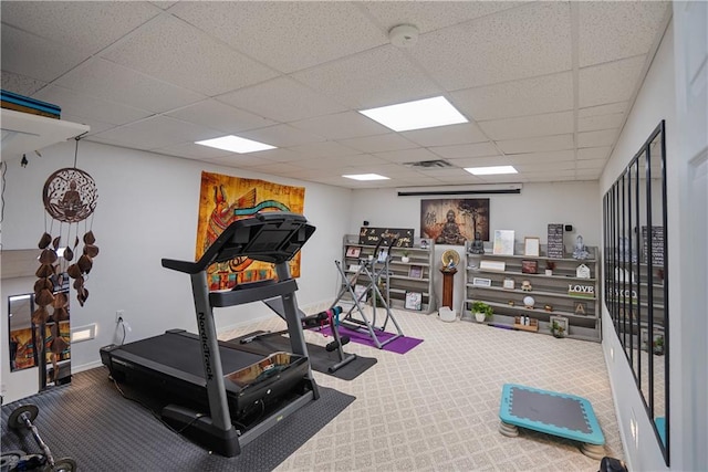 1702 Cedar Ridge Rd, Parsons, KS 67357 - exercise room with carpet floors and a paneled ceiling