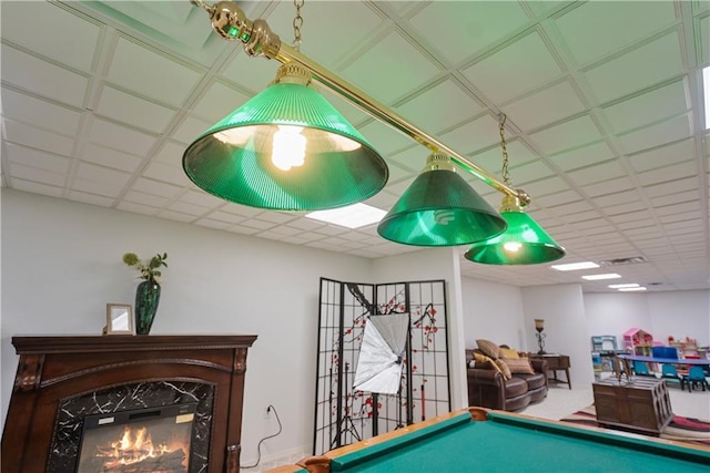 1702 Cedar Ridge Rd, Parsons, KS 67357 - rec room with pool table and a premium fireplace