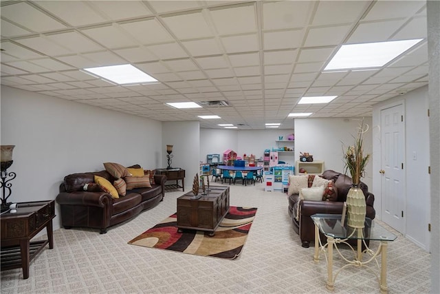 1702 Cedar Ridge Rd, Parsons, KS 67357 - carpeted living room with a paneled ceiling