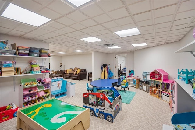 1702 Cedar Ridge Rd, Parsons, KS 67357 - recreation room with carpet and a drop ceiling