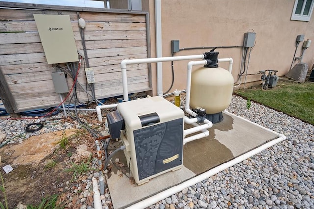 1702 Cedar Ridge Rd, Parsons, KS 67357 - exterior view of stucco siding and pump