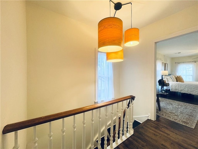 1643 Jefferson St, Kansas City, MO 64108 - hall featuring dark wood-style flooring and baseboards