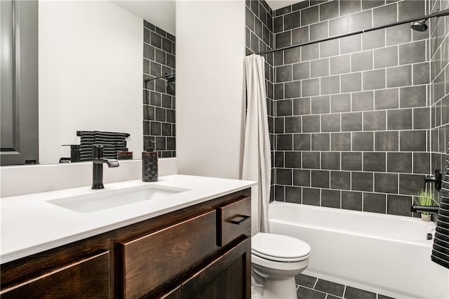 18221 W 168th Ter, Olathe, KS 66062 - bathroom with vanity, tile patterned floors, and shower / bath combo with shower curtain