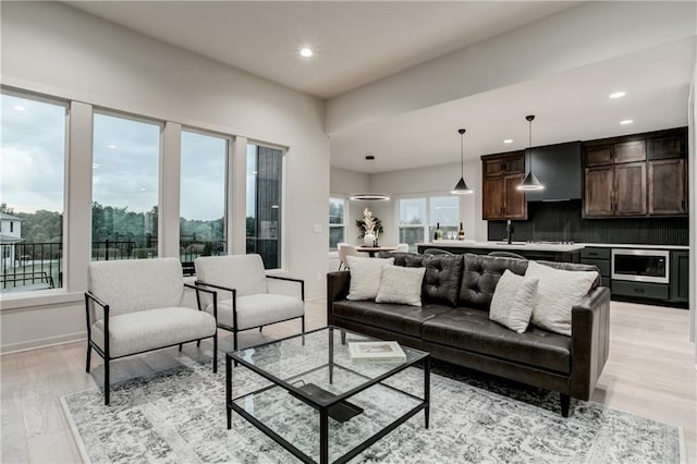 18221 W 168th Ter, Olathe, KS 66062 - living room featuring recessed lighting and light wood-style flooring