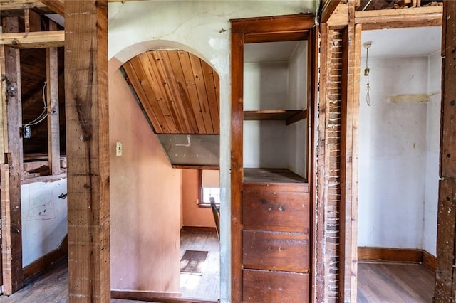 615 Mill St, Neodesha, KS 66757 - staircase with wood finished floors and baseboards