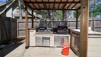 5007 Euclid Ave, Kansas City, MO 64130 - fenced backyard with an outdoor kitchen