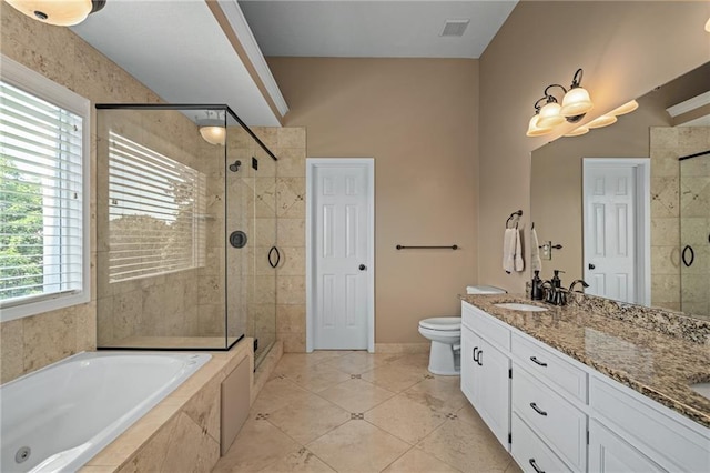508 Ambersham Dr, Lees Summit, MO 64081 - full bathroom with a bath, a stall shower, double vanity, and tile patterned flooring