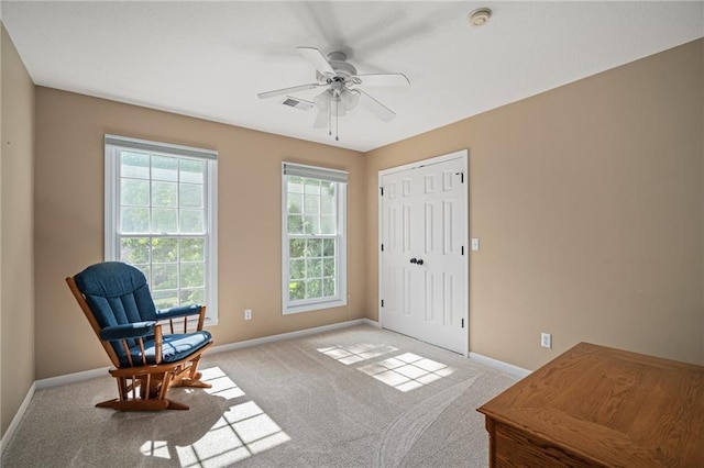 508 Ambersham Dr, Lees Summit, MO 64081 - living area featuring ceiling fan and carpet