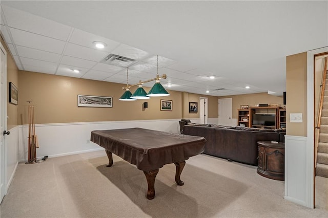 508 Ambersham Dr, Lees Summit, MO 64081 - game room with carpet floors, pool table, a drop ceiling, and recessed lighting