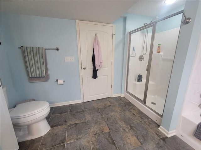 19823 74th St, Mclouth, KS 66054 - bathroom with a shower stall and stone finish flooring