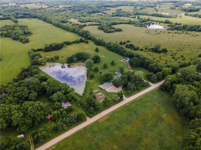 19823 74th St, Mclouth, KS 66054 - aerial view of property and surrounding area featuring rural landscape and a nearby body of water