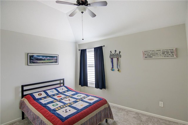 16324 S Locust St, Olathe, KS 66062 - bedroom featuring carpet, vaulted ceiling, and ceiling fan