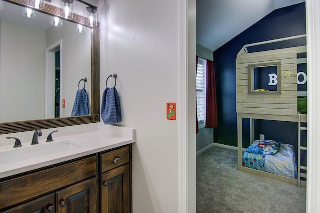 16324 S Locust St, Olathe, KS 66062 - bathroom with vanity and vaulted ceiling