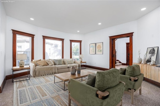 308 W Pine St, Cherokee, KS 66724 - living area featuring recessed lighting and light carpet